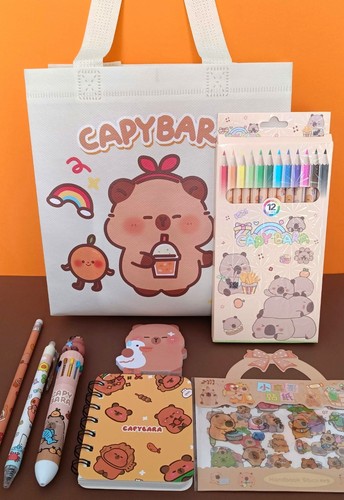 Capybara cartoon writing set - cartoon,