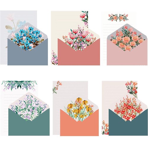 Floral letter writing set - floral,