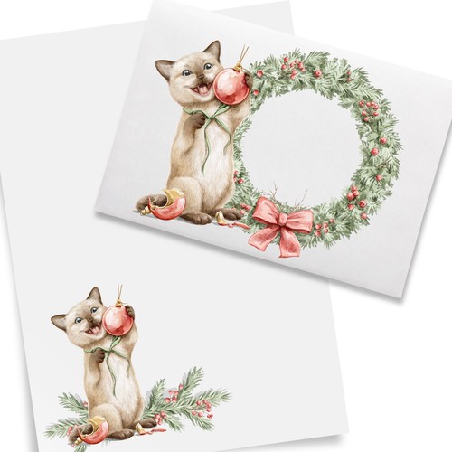 Christmas cat writing - christmas,